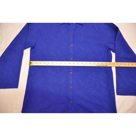 Eucalyptus Shirt Mens Medium Blue Paisley Button Up Long Sleeve Guatemala Boho - Picture 9 of 11